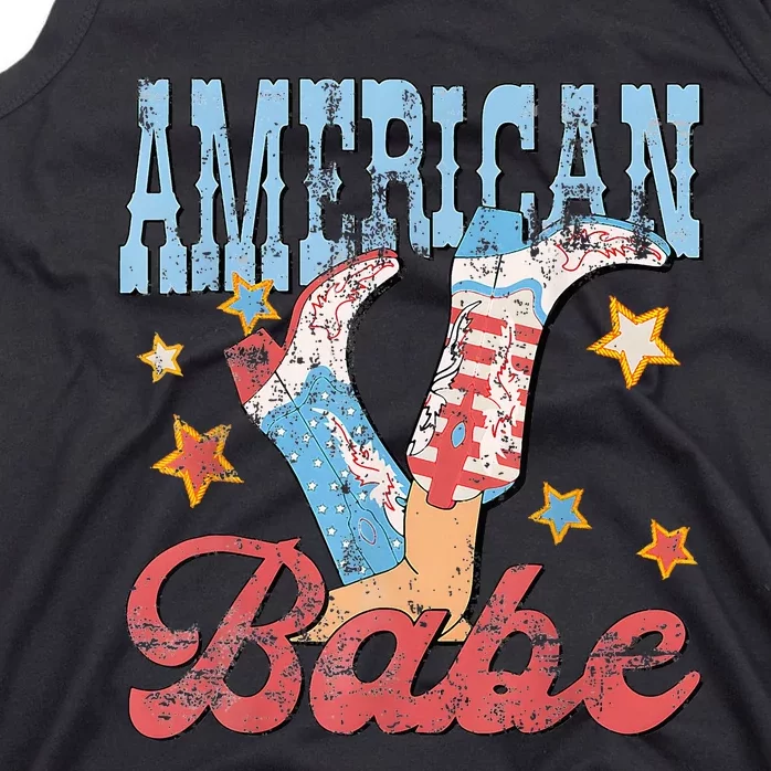 Western Cowgirl Boots Retro American Girl Babe Tank Top