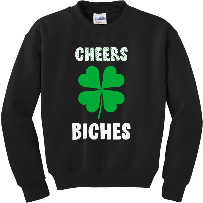 Womens Cheers Bitches Funny St Patricks Day Gifts Women Kids Sweatshirt