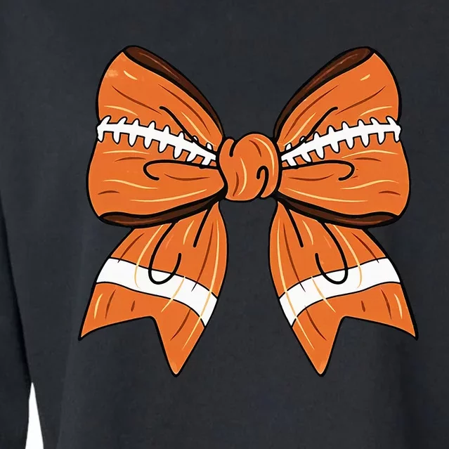 Women Coquette Bow American Football Thanksgiving Cropped Pullover Crew