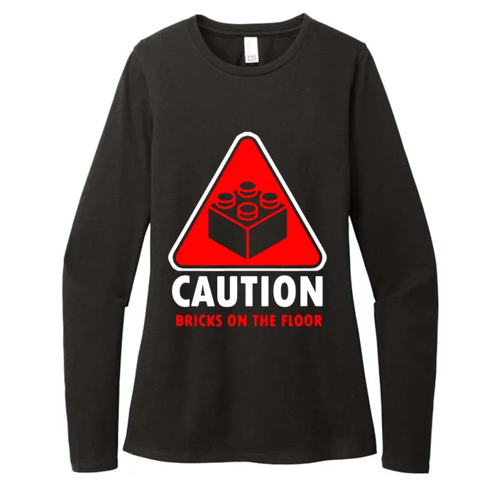 Warning Caution Building Blocks Bricks On Floor Womens CVC Long Sleeve Shirt