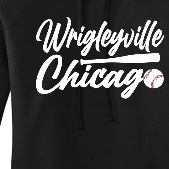 Wrigleyville Chicago Baseball American Women's Pullover Hoodie