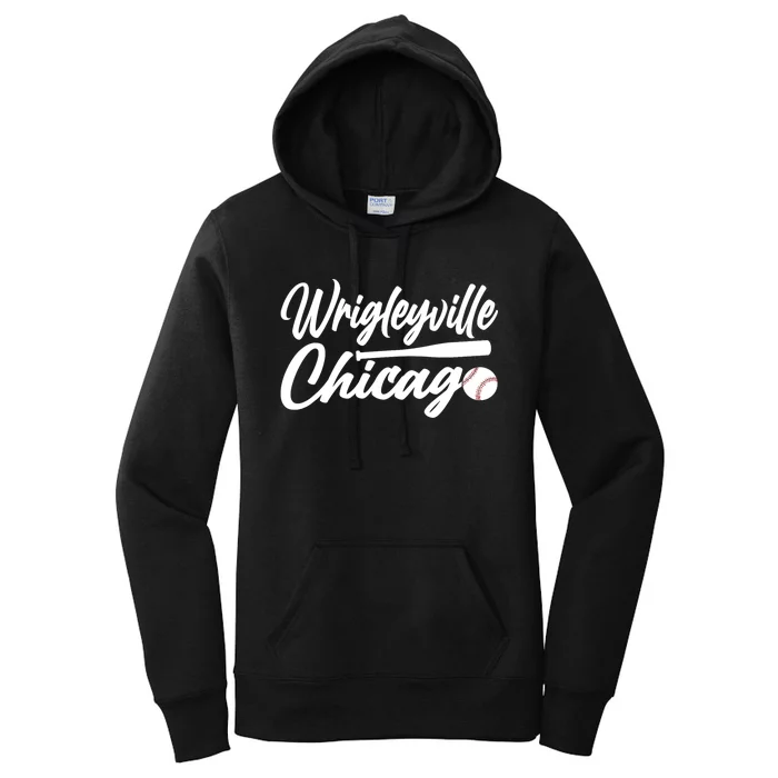 Wrigleyville Chicago Baseball American Women's Pullover Hoodie