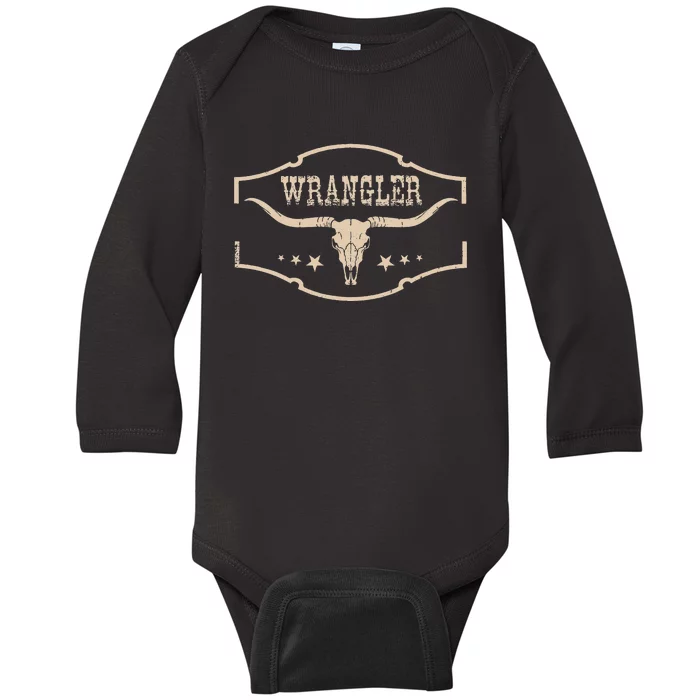 Wranglers Cowhide Bulls Skulls Vintage Styles Pride Baby Long Sleeve Bodysuit