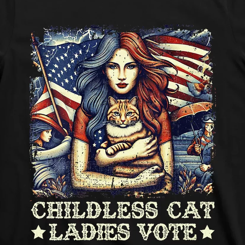 Women Childless Cat Ladies Vote Kamala Harris 2024 Gift T-Shirt