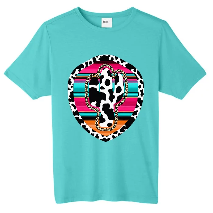 Western Cow Cactus Leopard Cheetha Serape Turquoise ChromaSoft Performance T-Shirt