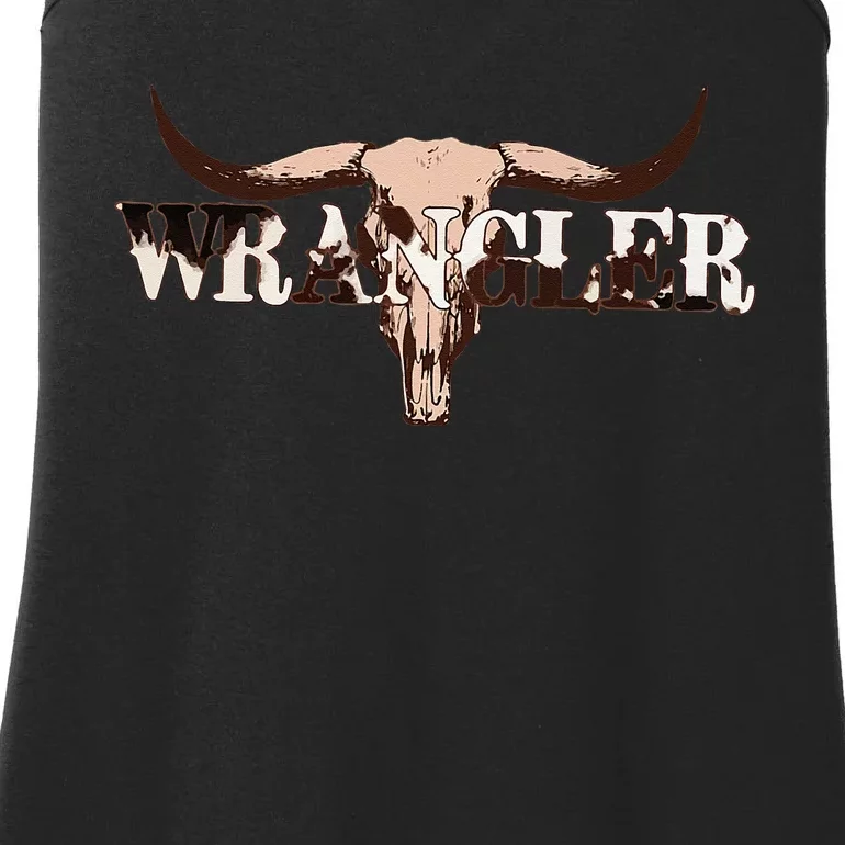 Wrangler Cowhide Cow Skull Cow Print Wrangler Ladies Essential Tank