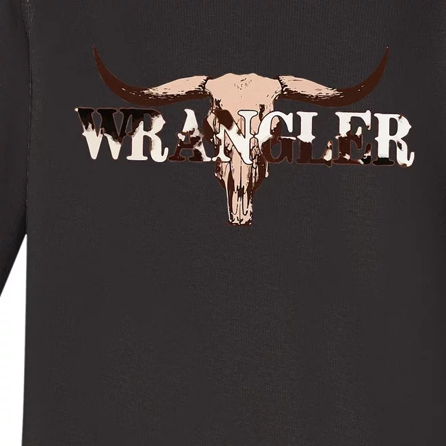 Wrangler Cowhide Cow Skull Cow Print Wrangler Baby Long Sleeve Bodysuit