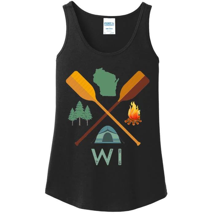 Wisconsin Camping Canoeing And Hiking Nature Ladies Essential Tank