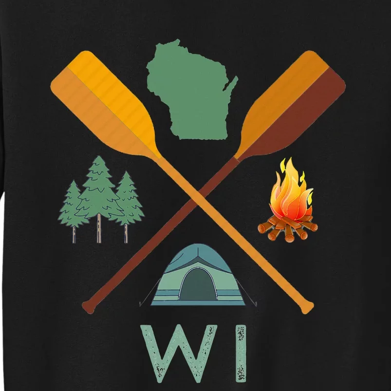 Wisconsin Camping Canoeing And Hiking Nature Tall Sweatshirt