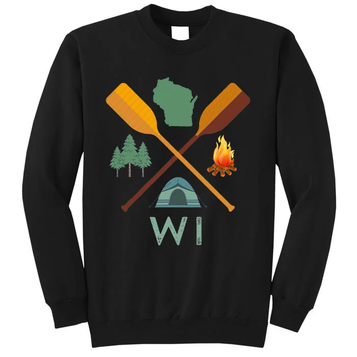 Wisconsin Camping Canoeing And Hiking Nature Tall Sweatshirt