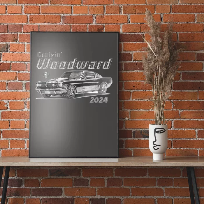 Woodward Cruise Classic Muscle Car Sketch 2024 Poster