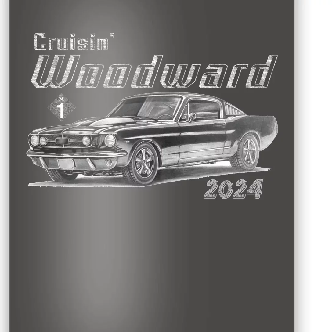 Woodward Cruise Classic Muscle Car Sketch 2024 Poster