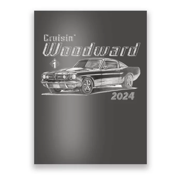 Woodward Cruise Classic Muscle Car Sketch 2024 Poster