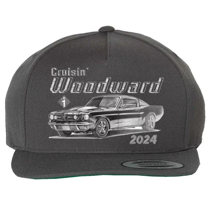 Woodward Cruise Classic Muscle Car Sketch 2024 Wool Snapback Cap