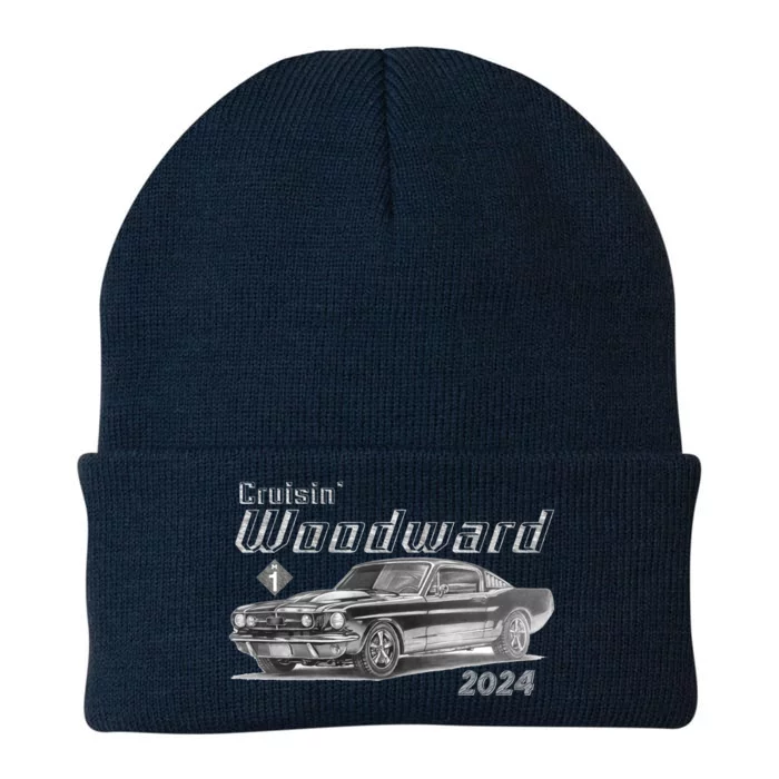 Woodward Cruise Classic Muscle Car Sketch 2024 Knit Cap Winter Beanie