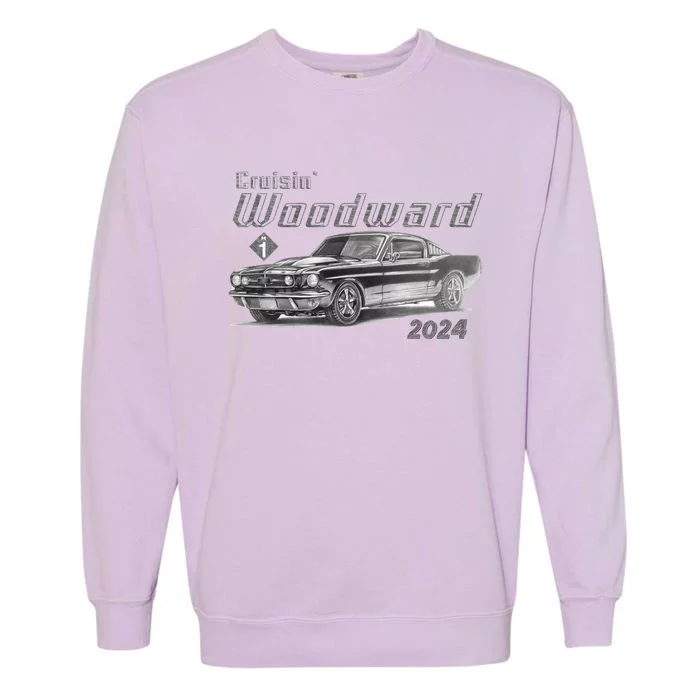 Woodward Cruise Classic Muscle Car Sketch 2024 Garment-Dyed Sweatshirt