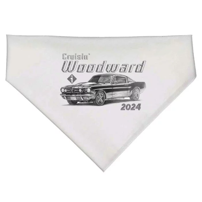 Woodward Cruise Classic Muscle Car Sketch 2024 USA-Made Doggie Bandana