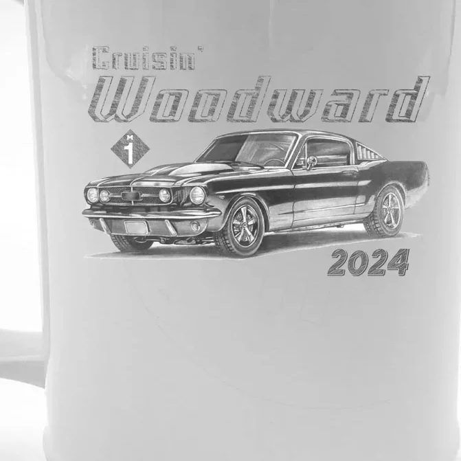 Woodward Cruise Classic Muscle Car Sketch 2024 Front & Back Beer Stein