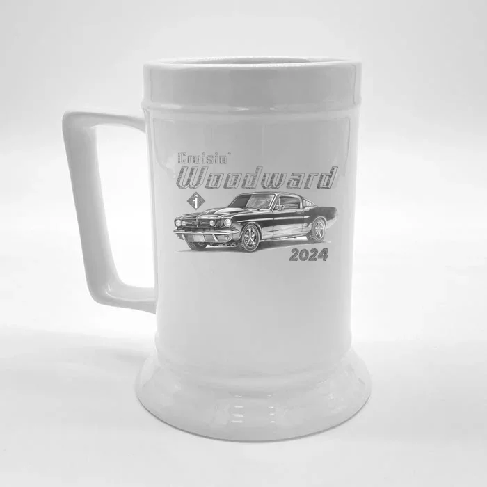 Woodward Cruise Classic Muscle Car Sketch 2024 Front & Back Beer Stein