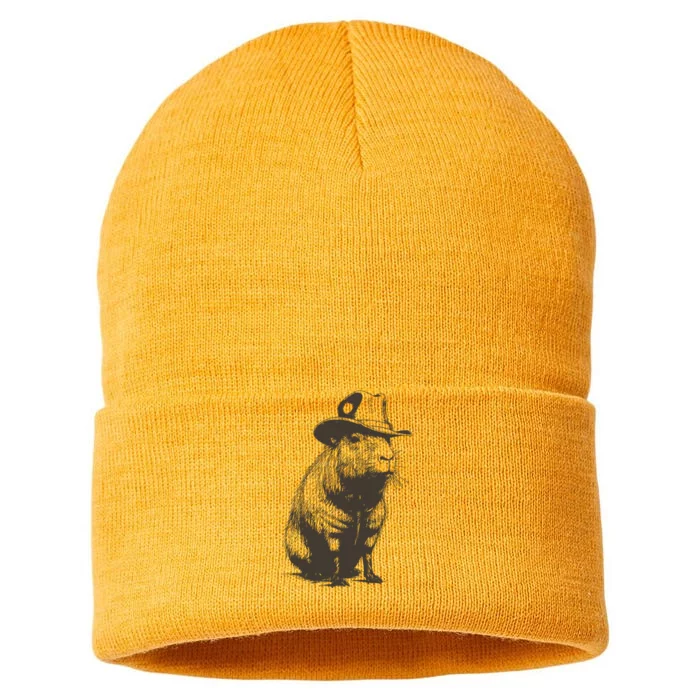 Western Cowboy Capybara Sustainable Knit Beanie