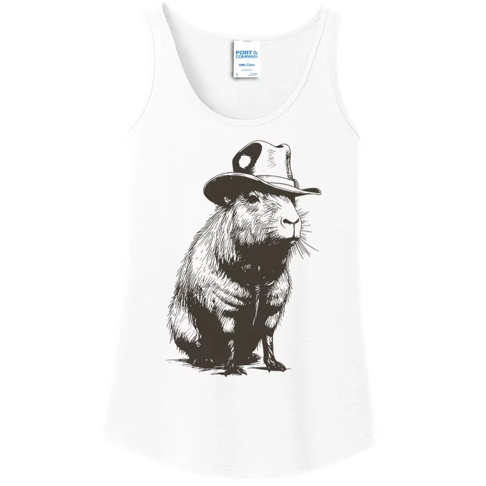 Western Cowboy Capybara Ladies Essential Tank