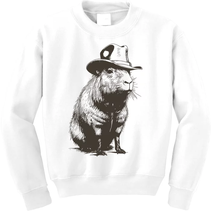 Western Cowboy Capybara Kids Sweatshirt