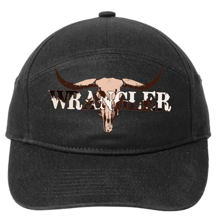 Wrangler Cowhide Cow Skull 7-Panel Snapback Hat