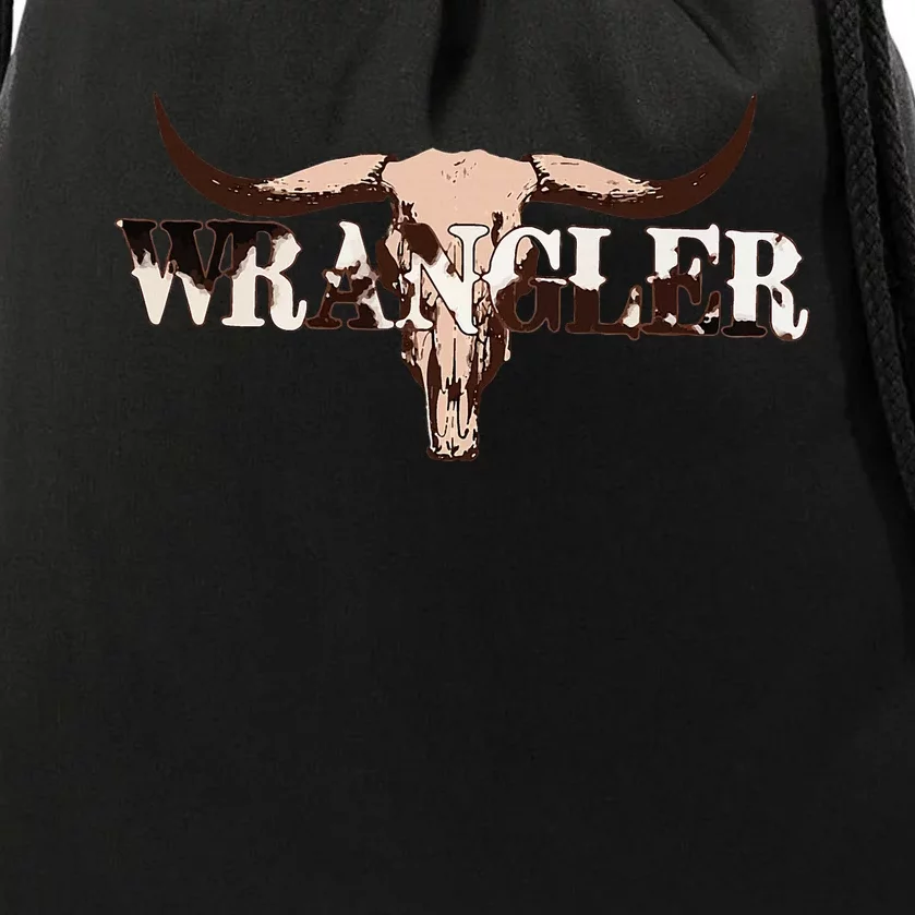 Wrangler Cowhide Cow Skull Drawstring Bag