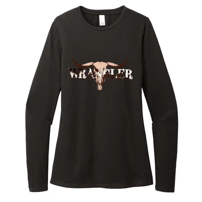 Wrangler Cowhide Cow Skull Womens CVC Long Sleeve Shirt