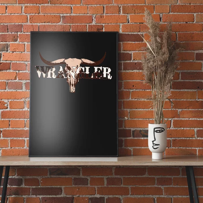 Wrangler Cowhide Cow Skull Poster