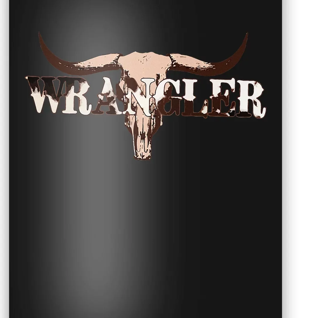 Wrangler Cowhide Cow Skull Poster