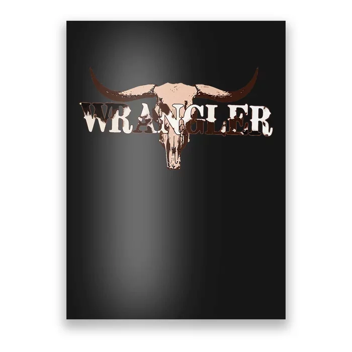 Wrangler Cowhide Cow Skull Poster