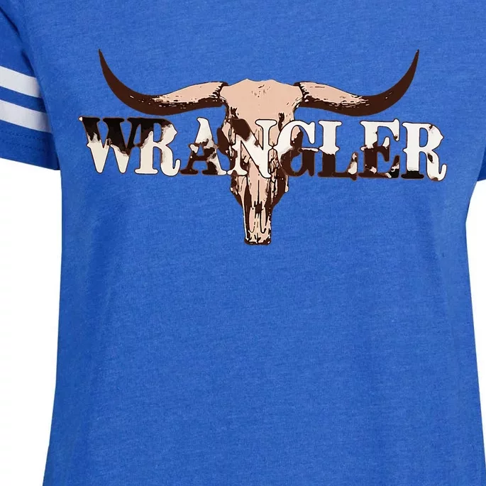 Wrangler Cowhide Cow Skull Enza Ladies Jersey Football T-Shirt