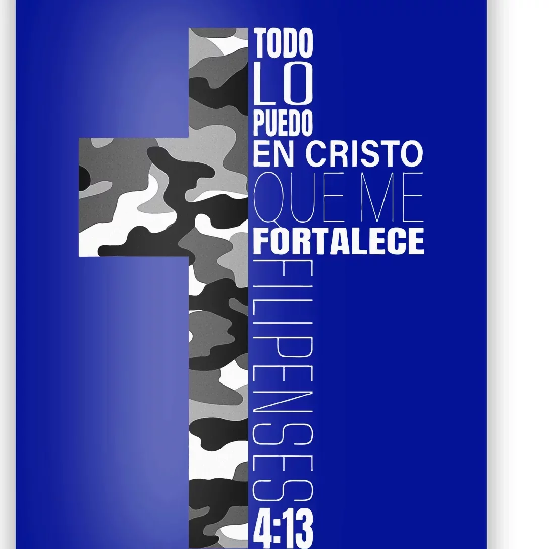 White Camo Christian Verse Spanish Filipenses 413 EspañOl Poster