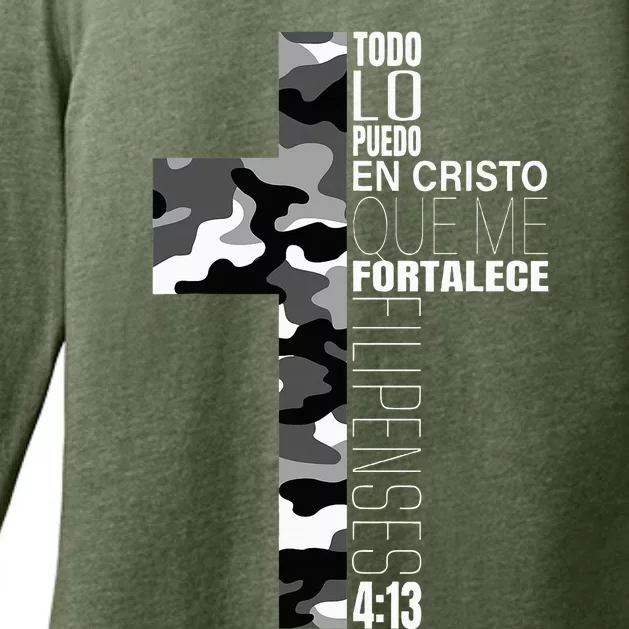 White Camo Christian Verse Spanish Filipenses 413 EspañOl Womens CVC Long Sleeve Shirt