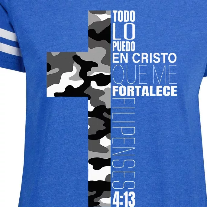 White Camo Christian Verse Spanish Filipenses 413 EspañOl Enza Ladies Jersey Football T-Shirt