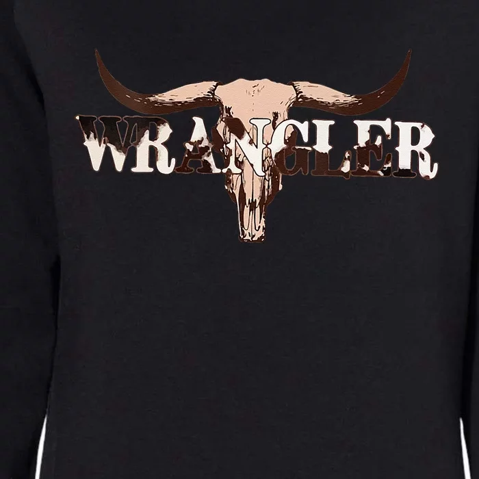 Wrangler Cowhide Cow Skull Cow Print Wrangler Womens California Wash Sweatshirt