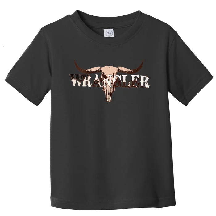 Wrangler Cowhide Cow Skull Cow Print Wrangler Toddler T-Shirt