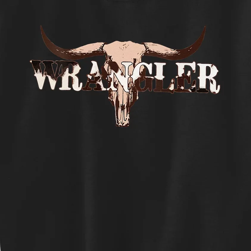 Wrangler Cowhide Cow Skull Cow Print Wrangler Kids Sweatshirt