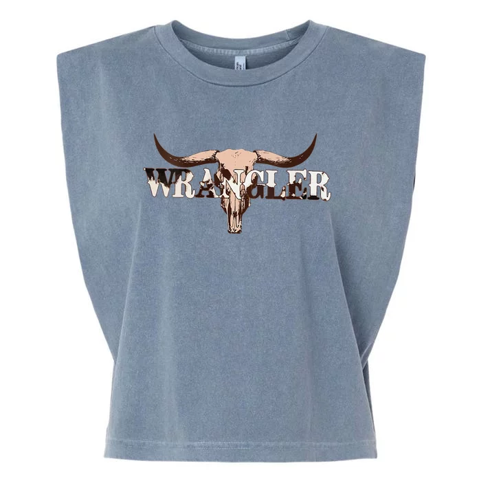 Wrangler Cowhide Cow Skull Cow Print Wrangler Garment-Dyed Women's Muscle Tee