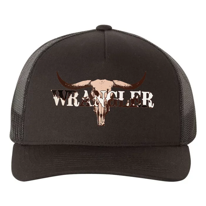 Wrangler Cowhide Cow Skull Cow Print Wrangler Yupoong Adult 5-Panel Trucker Hat