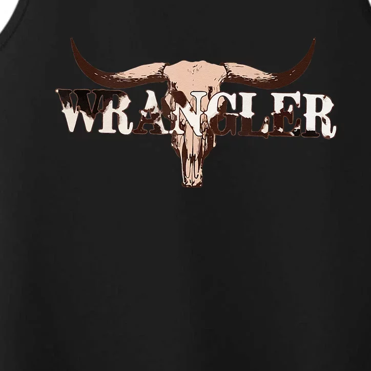 Wrangler Cowhide Cow Skull Cow Print Wrangler Performance Tank