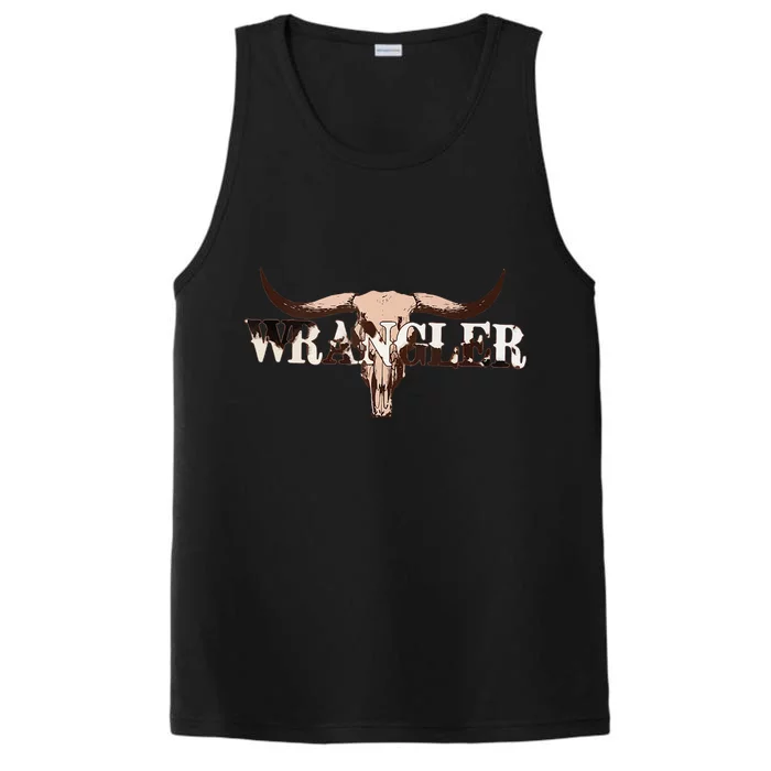 Wrangler Cowhide Cow Skull Cow Print Wrangler Performance Tank