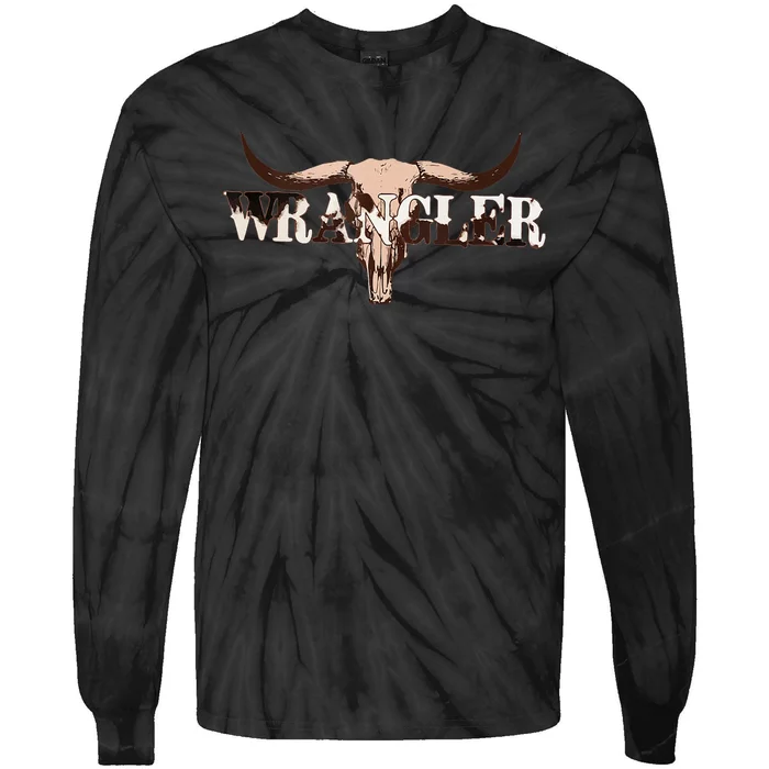 Wrangler Cowhide Cow Skull Cow Print Wrangler Tie-Dye Long Sleeve Shirt