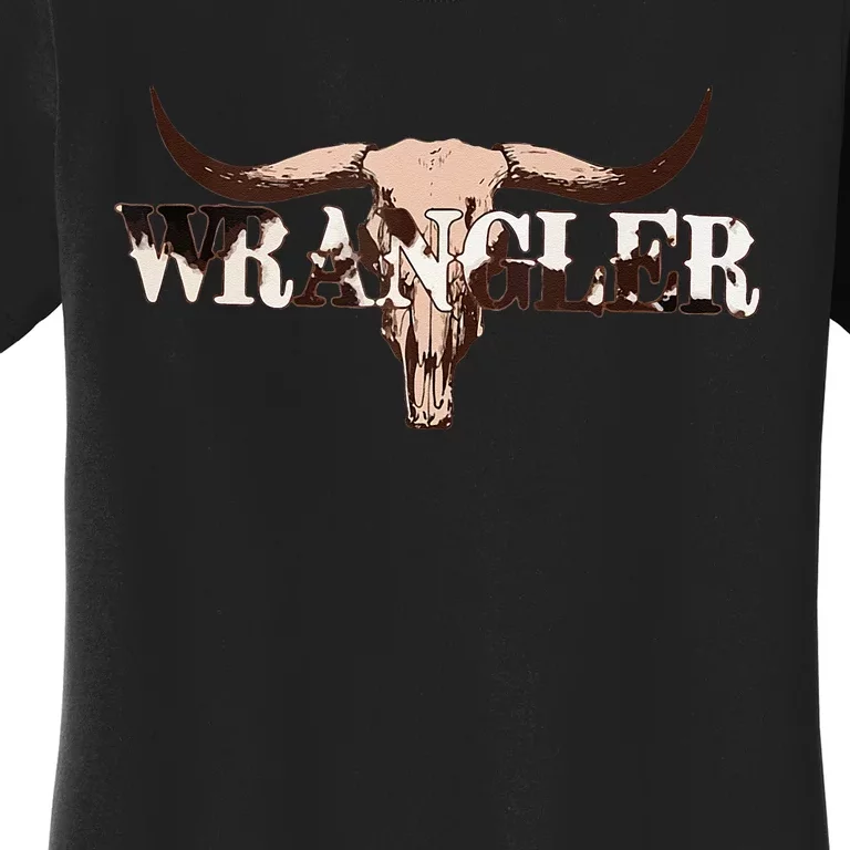 Wrangler Cowhide Cow Skull Cow Print Wrangler Women's T-Shirt