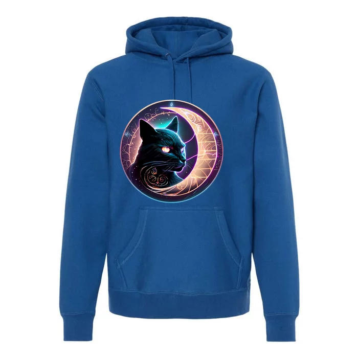 Witchy Celestial Cameaningful Gift Crescent Moon Witches Familiar Gift Premium Hoodie