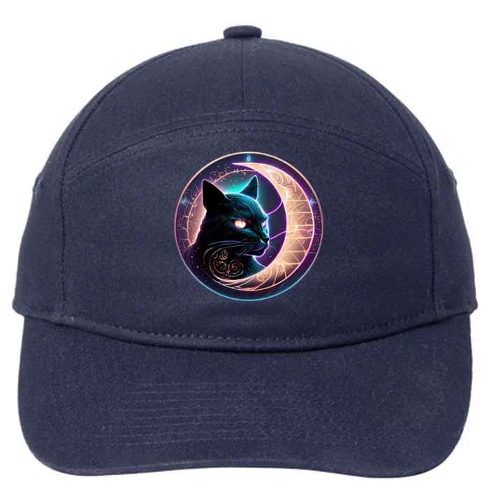 Witchy Celestial Cameaningful Gift Crescent Moon Witches Familiar Gift 7-Panel Snapback Hat