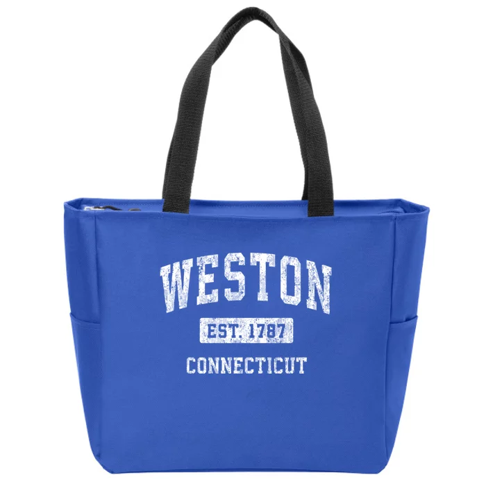 Weston Connecticut Ct Vintage Sports Zip Tote Bag