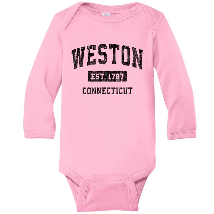 Weston Connecticut Ct Vintage Sports Baby Long Sleeve Bodysuit