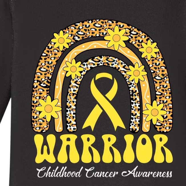 Warrior Childhood Cancer Rainbow Cancer Awareness Month Baby Long Sleeve Bodysuit